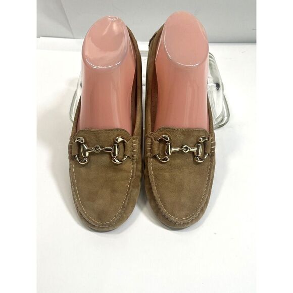Patricia Green Tan Suede Leather Horsebit Moc Toe Driving Shoes Loafers Size 38 - Picture 5 of 14